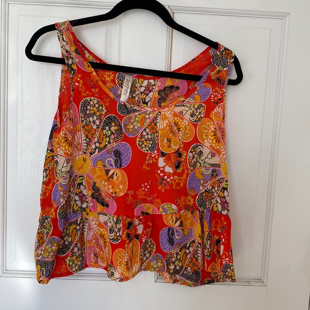 Gypsy junkies groovy floral colorful silky tank never worn